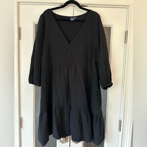 GAP Black Long Sleeve V-Neck Dress
